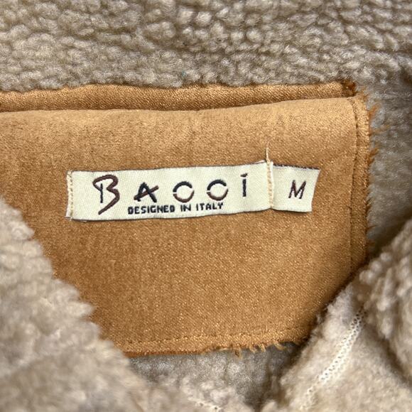 Vintage 90s Bacci Floral Embroidered Penny Lane Coat Faux Suede Sherpa Collar - Picture 5 of 11